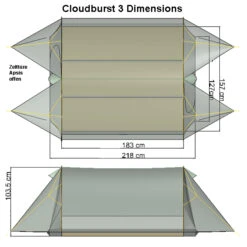 Tarptent Cloudburst 3 13 Tarptent Cloudburst 3 -Camping im Freien cb3 dimensions